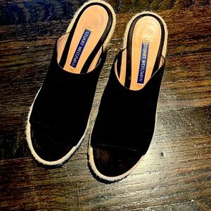Stuart Weitzman black suede slide wedges. Size 5